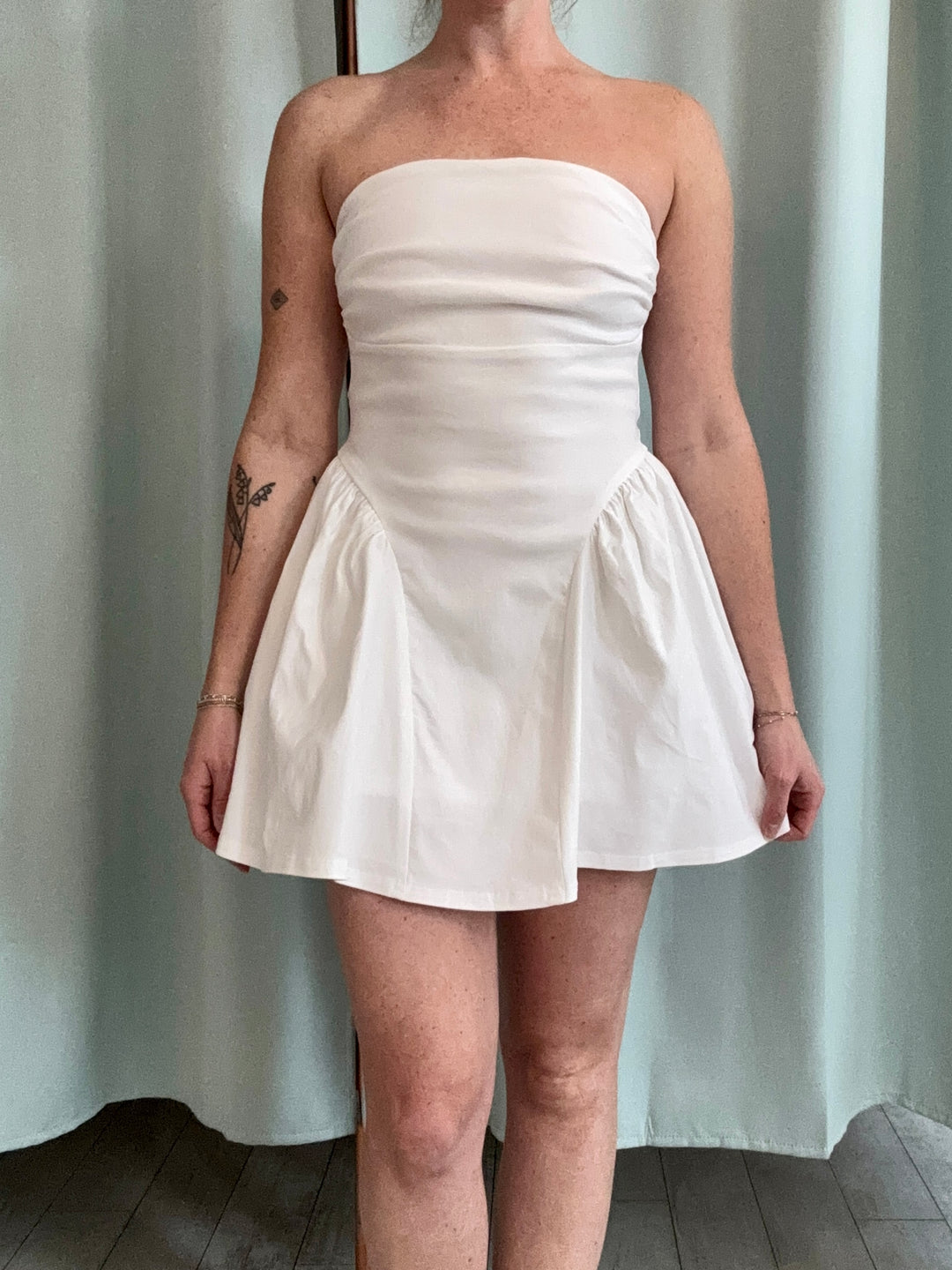Strapless White Mini – Patterns and Pops
